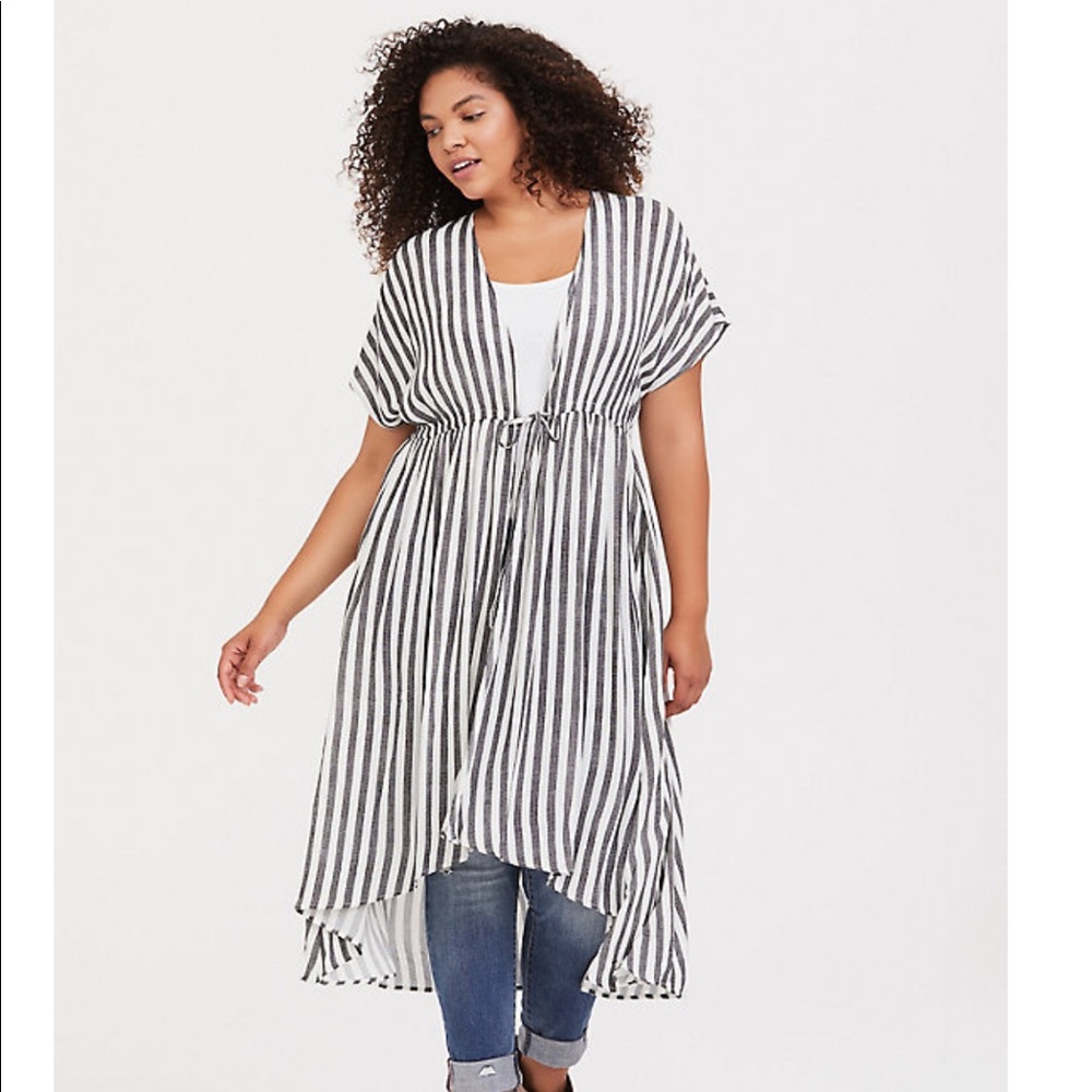 BLack& White Stripe Drawstring Kaftan